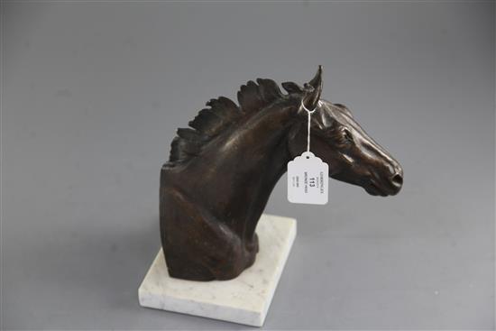 § Sally Arnup (1930-2015). A bronze head of a racehorse, height 9.25in.